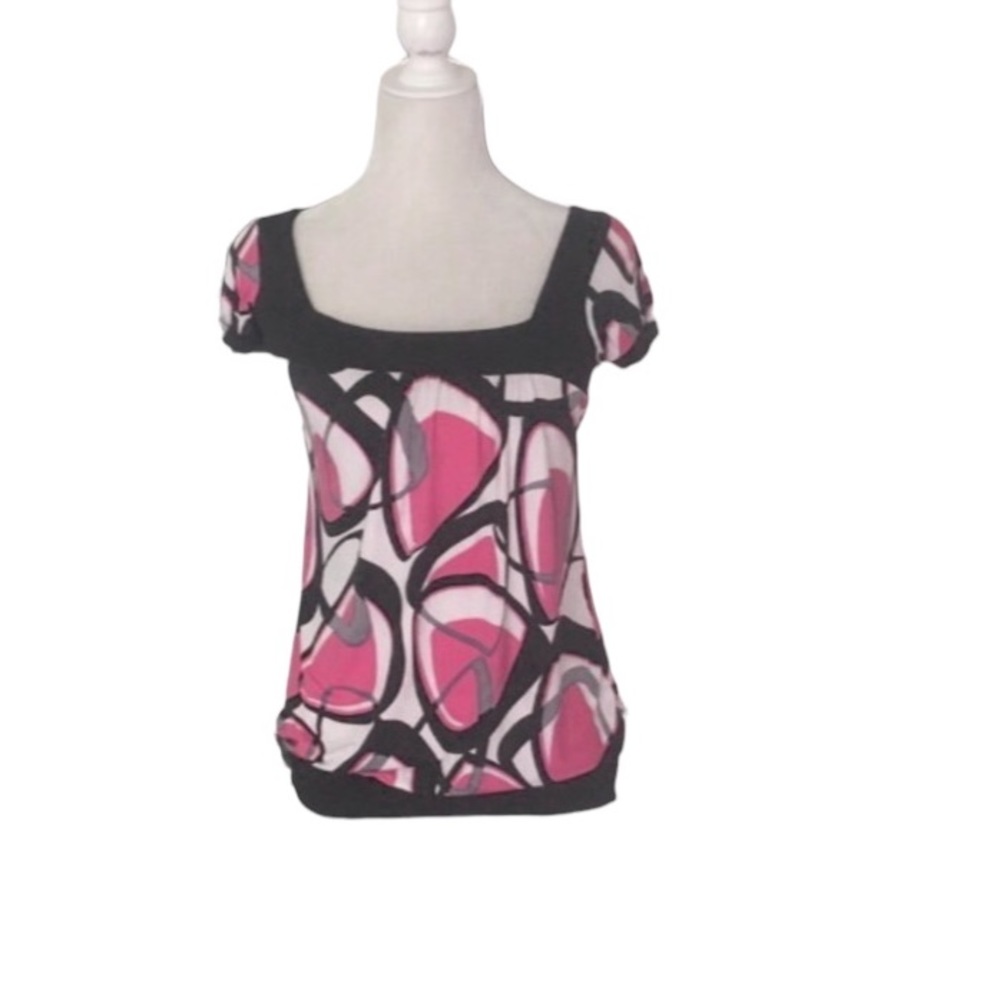 Y2K Sugarsprice Pink White Black Short Sleeve Top Size Large